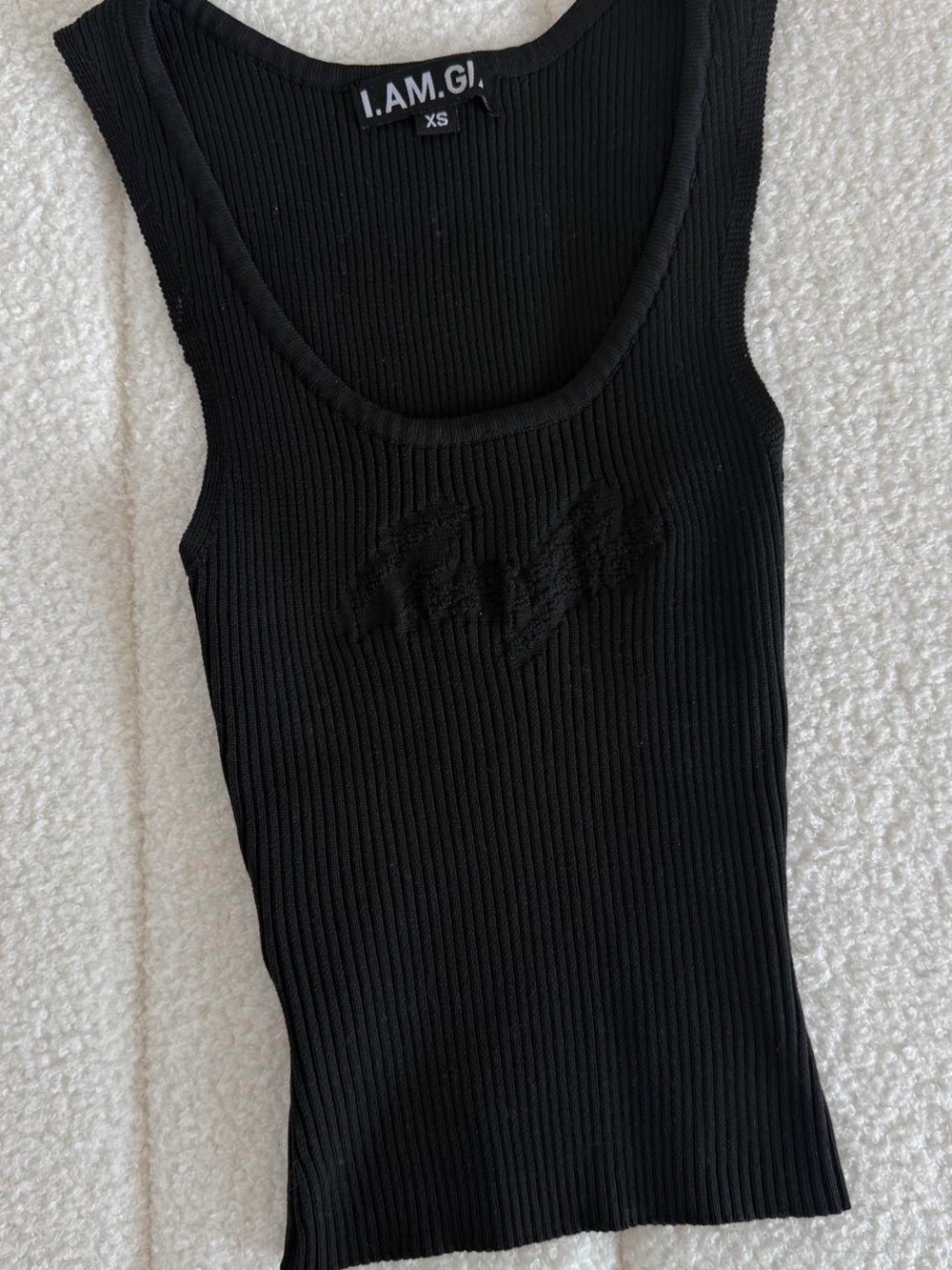 I.AM.GIA Black Ribbed Scoop Tank Top